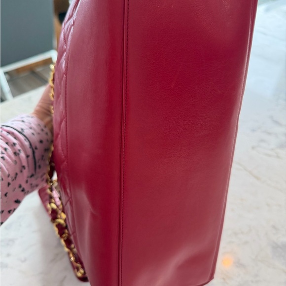 Chanel Red Quilted Chain Tote Bag with Gold Harware - Picture 11 of 16